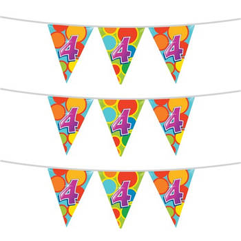 3x stuks leeftijd verjaardag thema vlaggetjes 4 jaar plastic 10 meter - Vlaggenlijnen