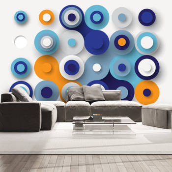 Fotobehang - Geometry of Blue Wheels - Vliesbehang