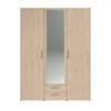 VARIA slaapkamerkast - Spaanplaat - Eiken decor - 3 deuren + 2 laden + spiegel - L 150 cm x D 51,7 cm x H 200 cm