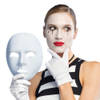 Boland Verkleed oogmasker Mime - wit - volwassenen - mime/themafeest - Verkleedmaskers