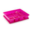 Plasticforte Afwas afdruiprek met lekbak - fuchsia roze - kunststof - 48 x 38 x 9 cm - Afdruiprekken