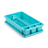 Plasticforte Afwas afdruiprek met lekbak - turquoise blauw - kunststof - 45 x 26 x 9 cm - Afdruiprekken