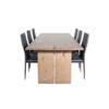 Logger eethoek eetkamertafel uitschuifbare tafel lengte cm 210 / 310 rokerig eik en 6 Slim High Back eetkamerstal PU