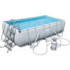 Bestway Tubular -Ground Pool Kit - Power Steel ™ - 404 x 201 x 100 cm - Rechthoekig (zandfilter, schaal, diffuser)