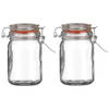 Urban Living Weckpot/inmaakpot - 2x - 250 ml - glas - met beugelsluiting - D7 x H12 cm - Weckpotten