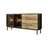 Meubella Dressoir Ludwig - Zwart - Eiken - 180 cm