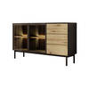 Meubella Dressoir Ludwig - Zwart - Eiken - 150 cm