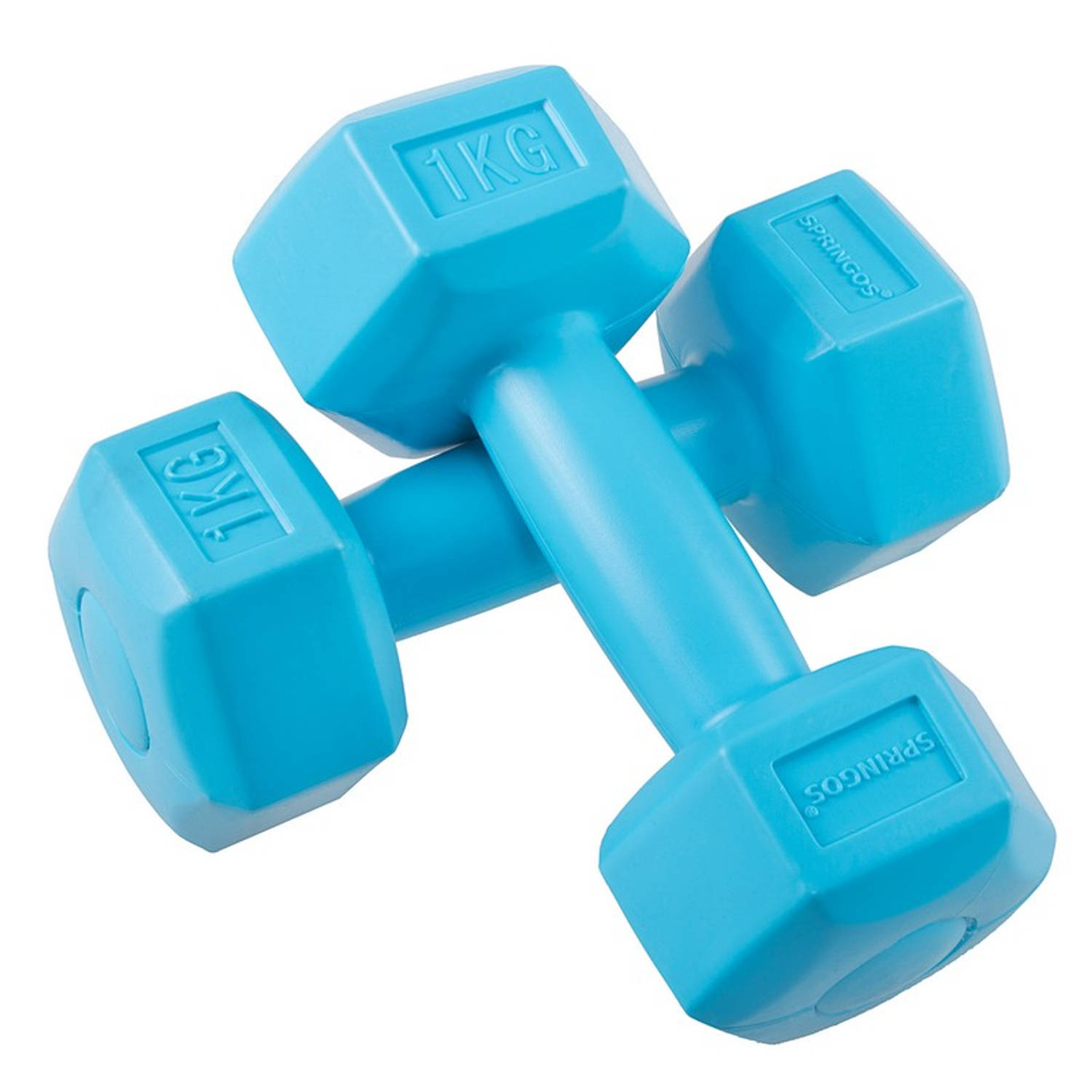 Springos Dumbbell | Gewichten | Gewichten set | 1 kg | Blauw