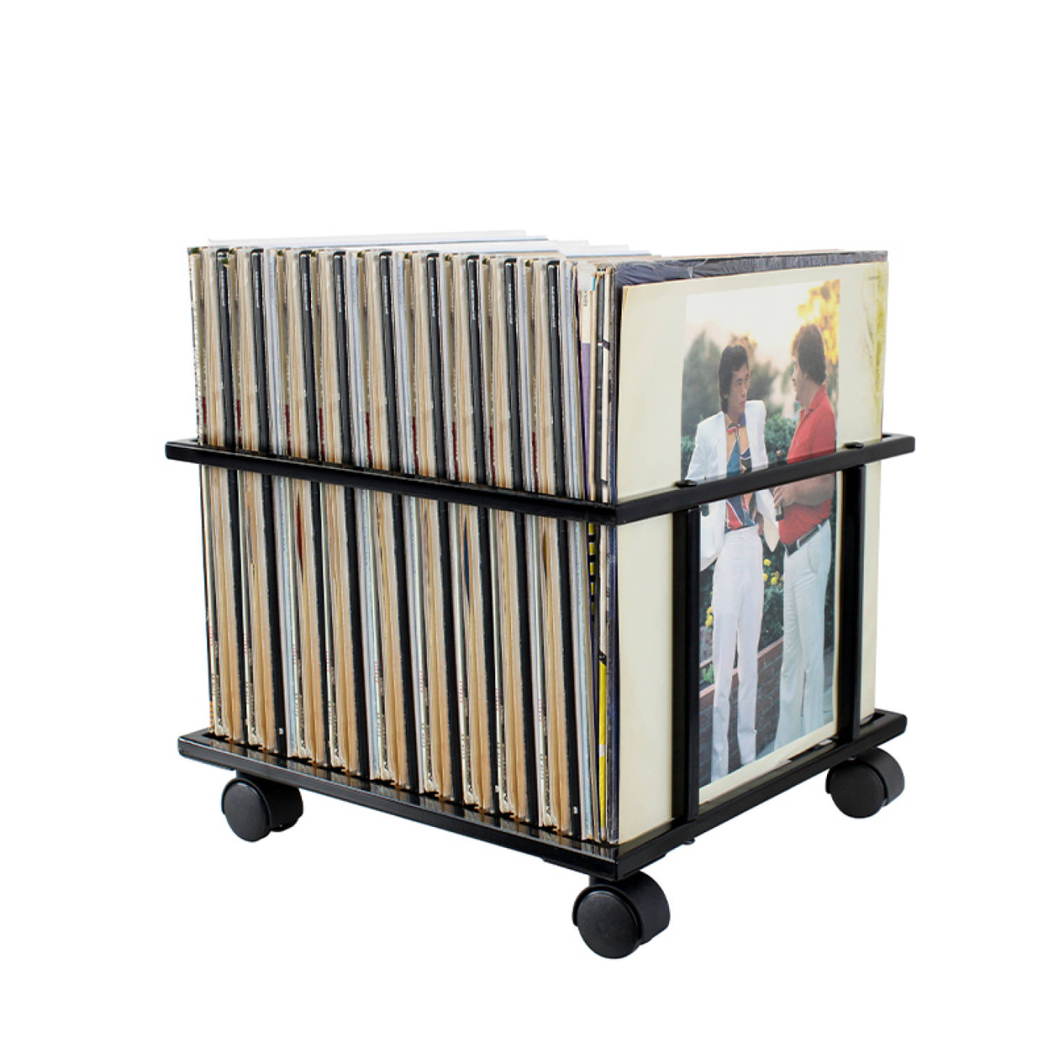 Lp vinyl opbergkist verrijdbaar - opbergtrolley - opbergen lp vinyl platen