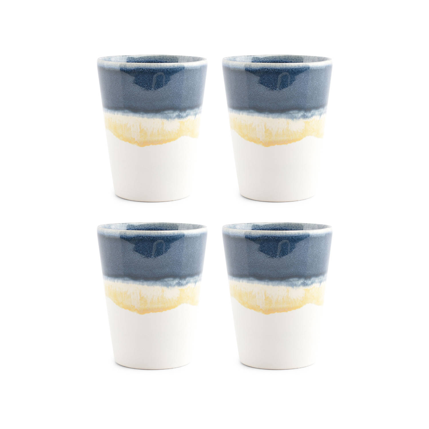 Salt & Pepper Beker Flow - blauw - 370 ml - 4 stuks