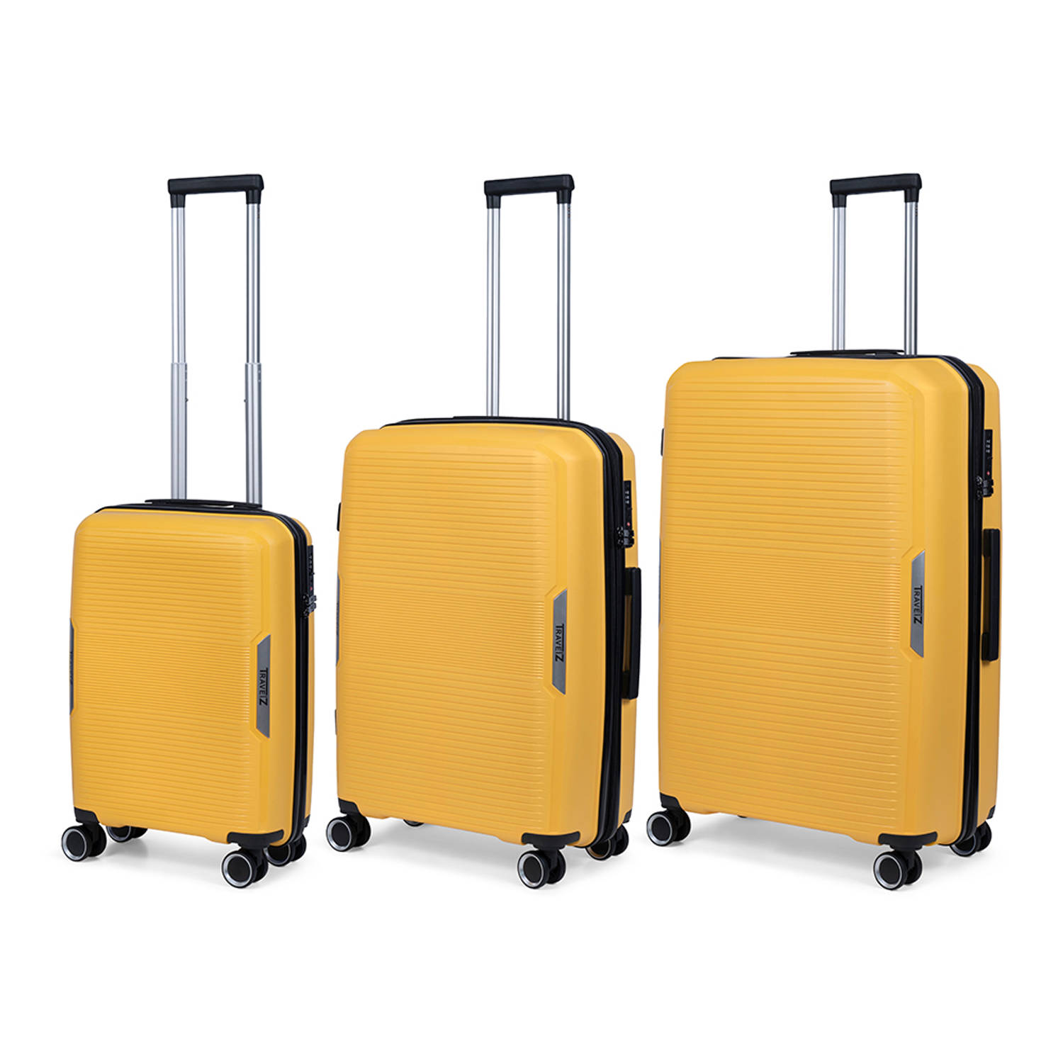 TravelZ Swinger Kofferset 3-delig- Lichtgewicht koffers met TSA-slot - Geel