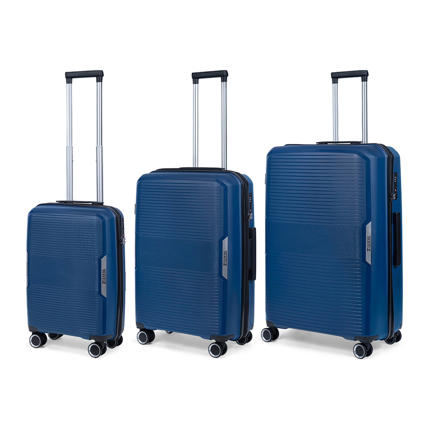 TravelZ Swinger Kofferset 3-delig- Lichtgewicht koffers met TSA-slot - Blauw