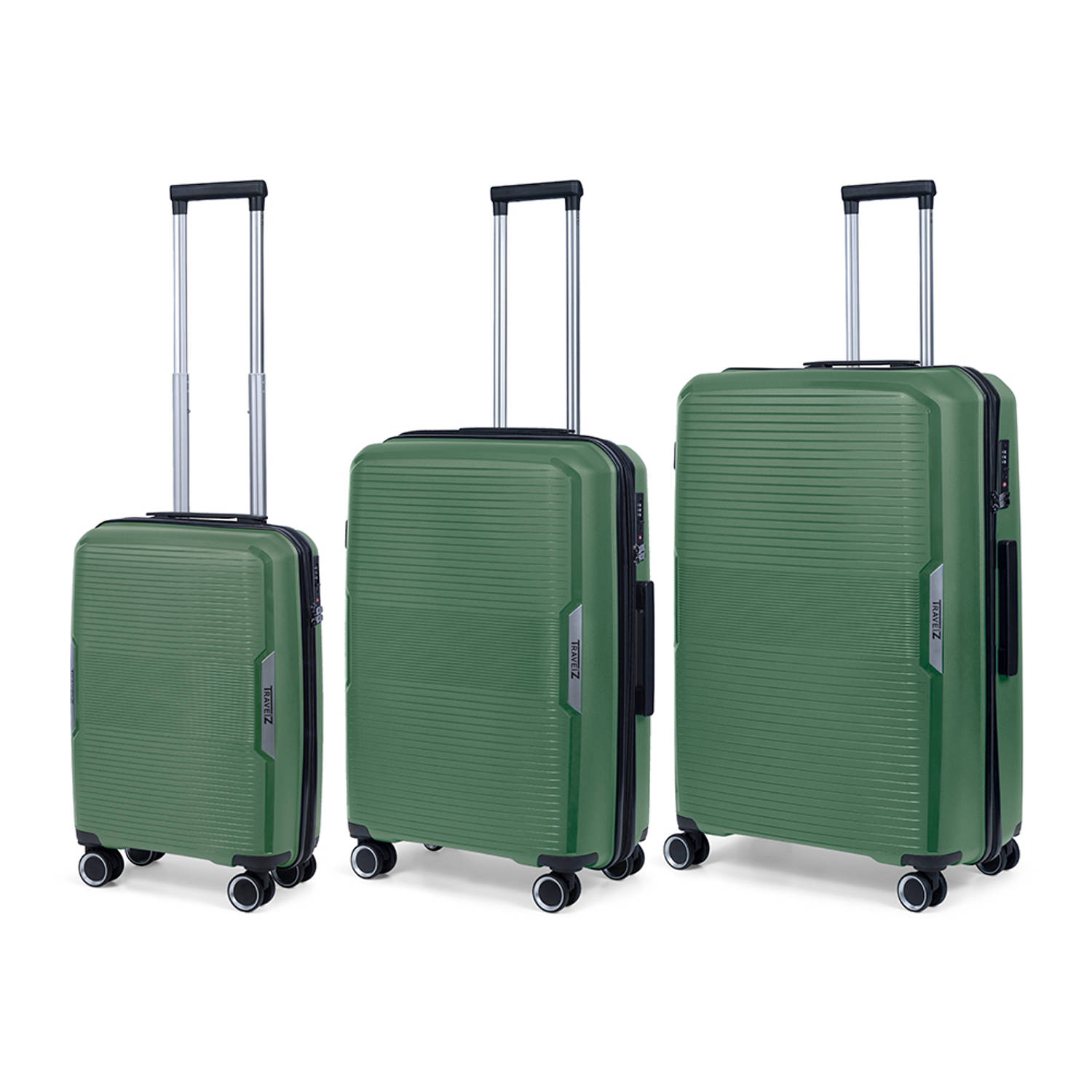 TravelZ Swinger Kofferset 3-delig- Lichtgewicht koffers met TSA-slot - Groen