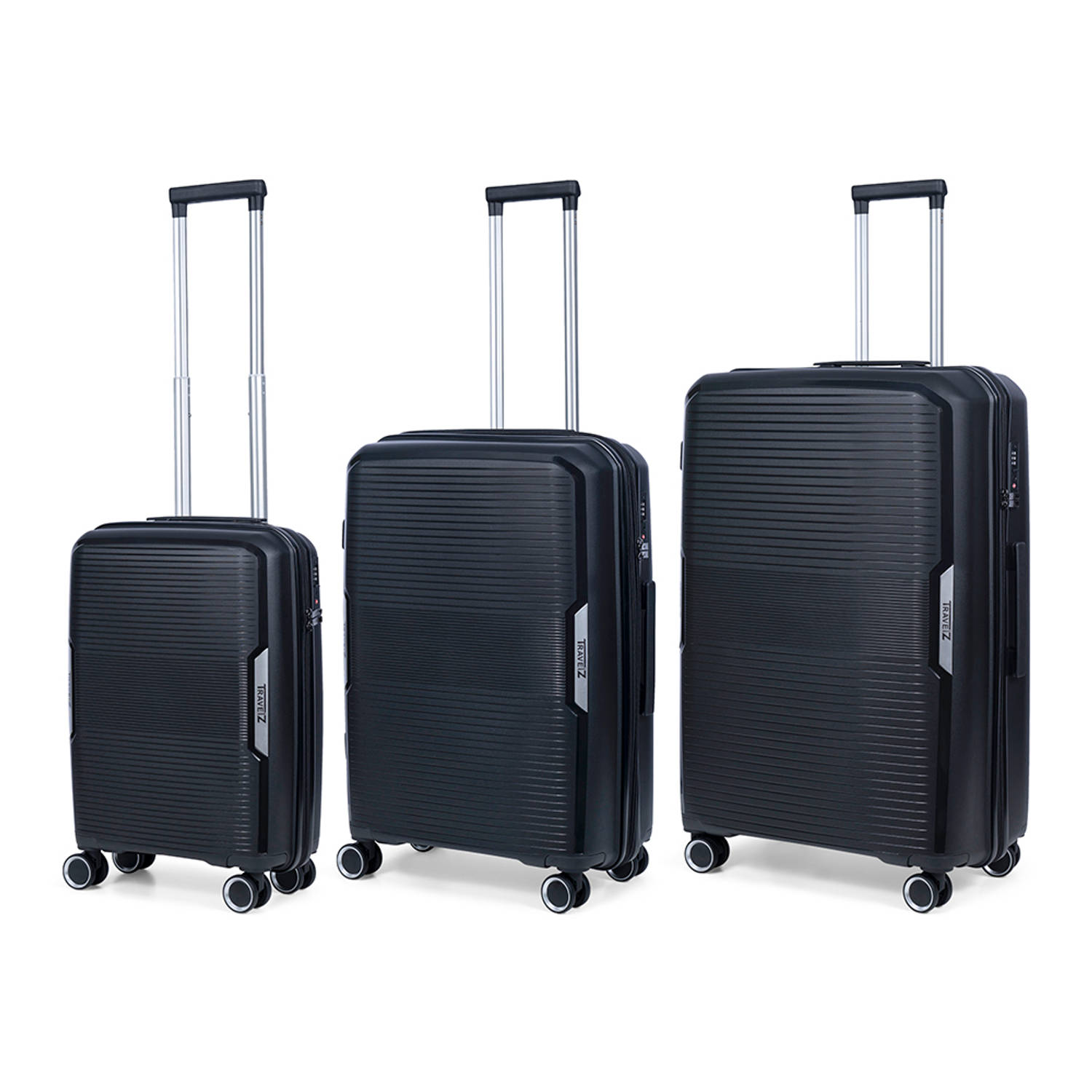 TravelZ Swinger Kofferset 3-delig- Lichtgewicht koffers met TSA-slot - Zwart