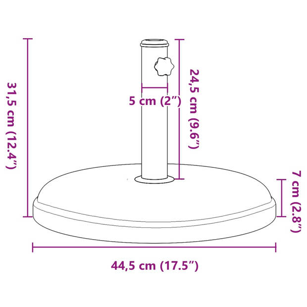 vidaXL Parasolvoet voor stokken van Ø32/35/38 mm 15 kg rond