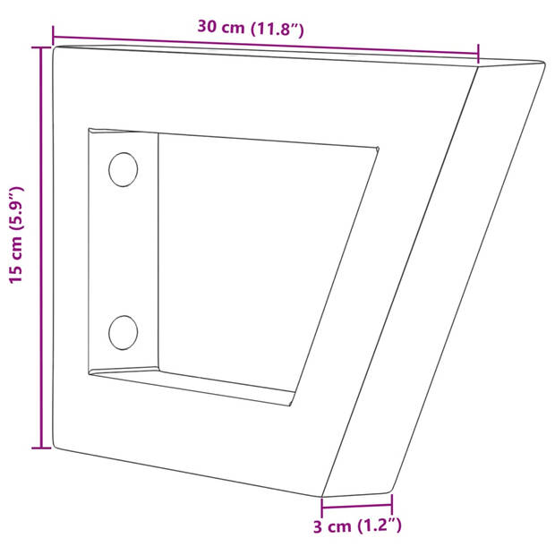 vidaXL Wandbeugels voor wasbak 2 st trapezium staal zwart