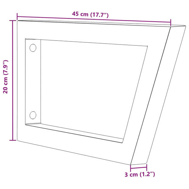 vidaXL Wandbeugels voor wasbak 2 st trapezium staal zwart