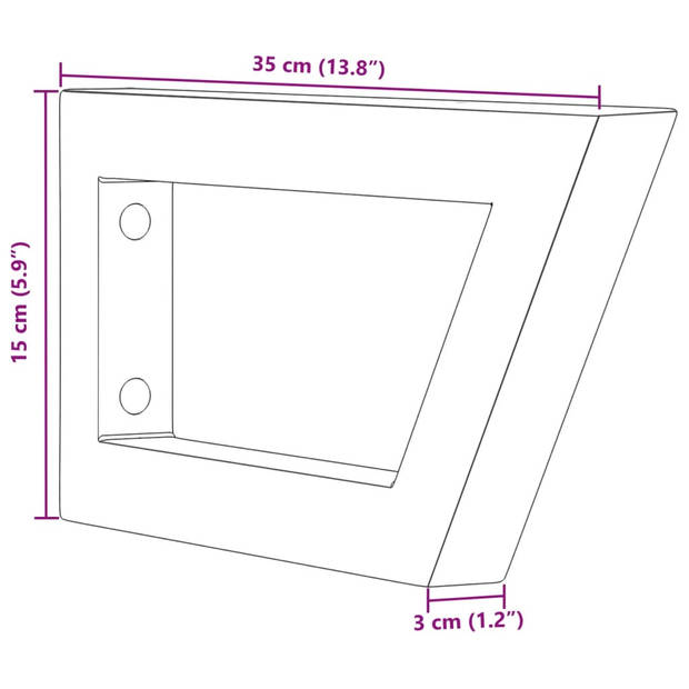 vidaXL Wandbeugels voor wasbak 2 st trapezium staal wit