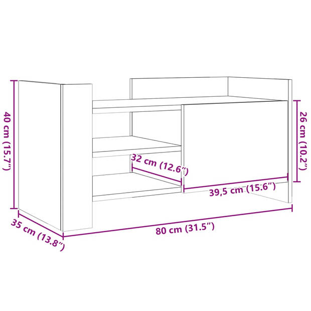 vidaXL Tv-meubel 80x35x40 cm bewerkt hout gerookt eikenkleurig