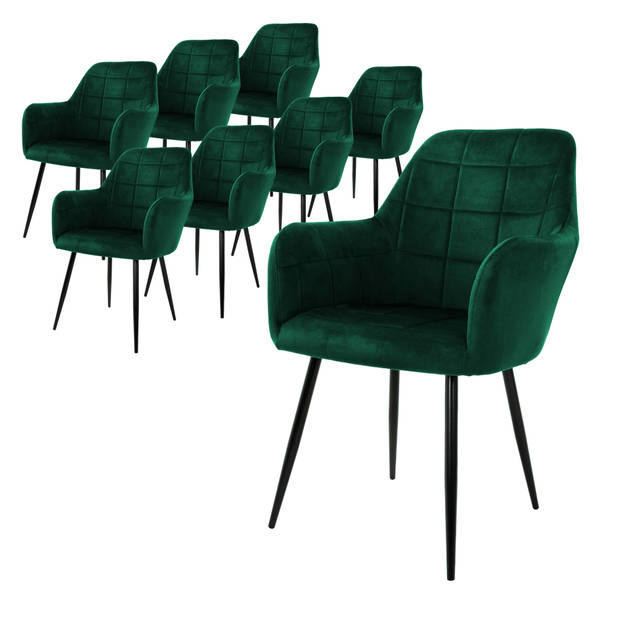 Set van 6 Eetkamerstoelen Donkergroen