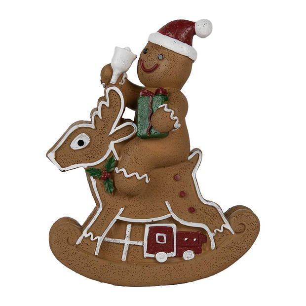 Clayre & Eef Kerstdecoratie Gingerbread man 11x5x12 cm Bruin Kunststof Bruin