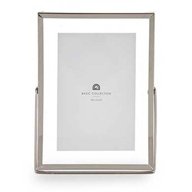 Giftdecor Fotolijstje voor 10 x 15 cm foto - zilver - metaal - Modern - frame 16 x 21 cm - Fotolijsten