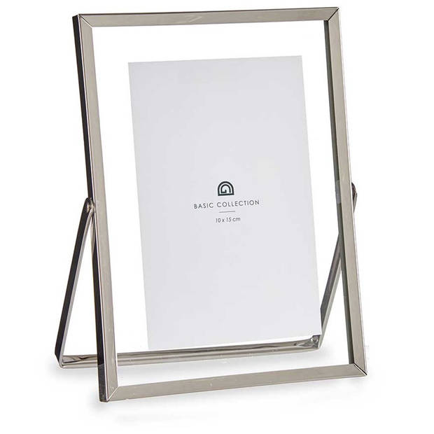 Giftdecor Fotolijstje voor 10 x 15 cm foto - zilver - metaal - Modern - frame 16 x 21 cm - Fotolijsten