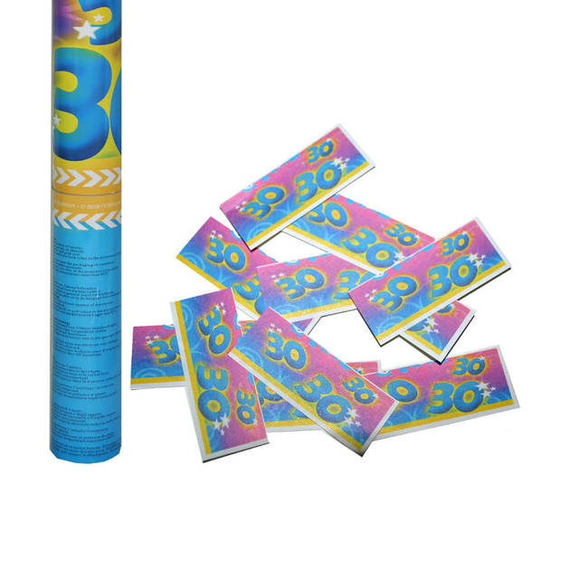 Funny Fashion confetti shooter/kanon - verjaardag 30 jaar - papier - multi kleuren - 59 cm - Confetti