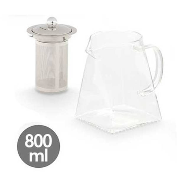 Vivalto Design Theepot - 800 ml - glas - transparant - deksel/handvat/infuser - Theepotten