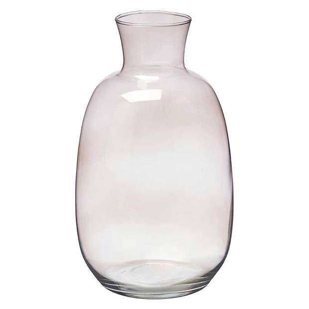 Giftdecor Bloemenvaas Crystal - luxe deco glas - grijs transparant - D21 x H36 cm - ovale bol vaas - Vazen
