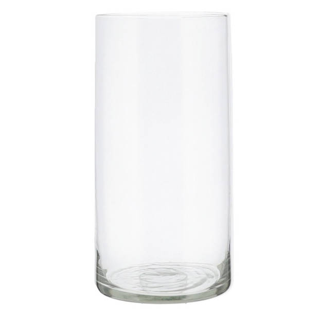 Cepewa Bloemenvaas Cylinder - helder transparant - glas - D15 x H30 cm - hand geblazen glas - Vazen