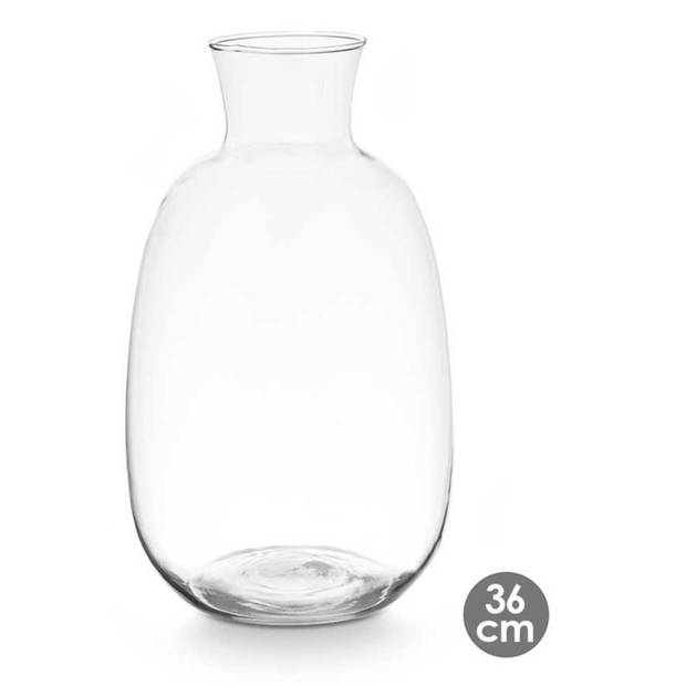 Giftdecor Bloemenvaas Crystal - luxe deco glas - helder transparant - D21 x H36 cm - ovale bol vaas - Vazen