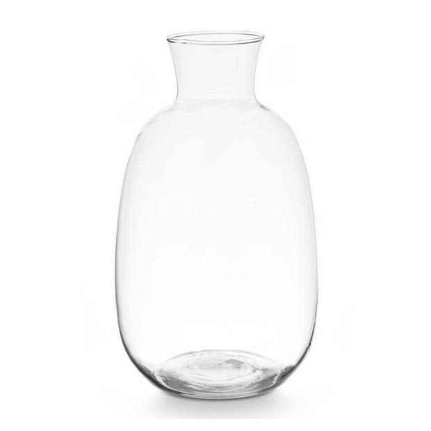 Giftdecor Bloemenvaas Crystal - luxe deco glas - helder transparant - D21 x H36 cm - ovale bol vaas - Vazen