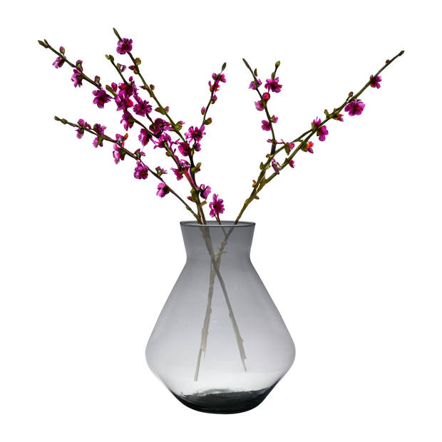 Hakbijl Glass Bloemenvaas Alexandra - transparant zwart - eco glas - D19 x H25 cm - smoke glas - Vazen