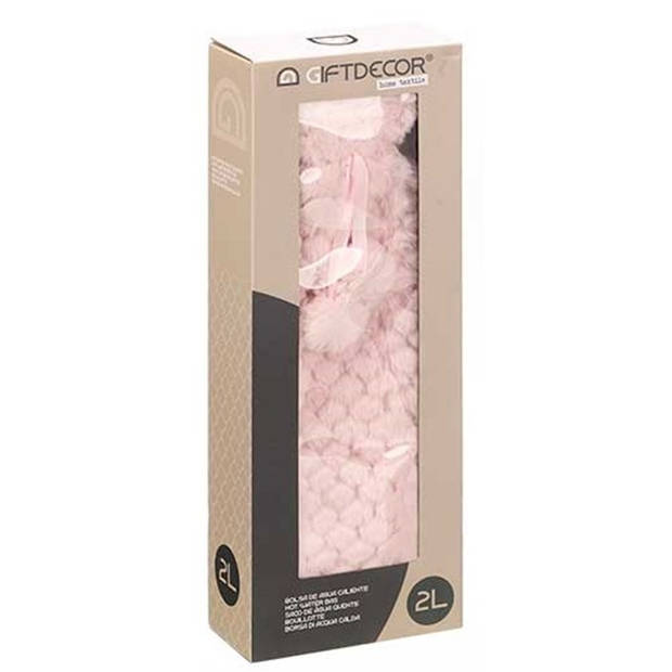 Giftdecor Warmwater kruik - 2 liter - pluche hoes in roze - Lang model - 14 x 75 cm - Kruiken