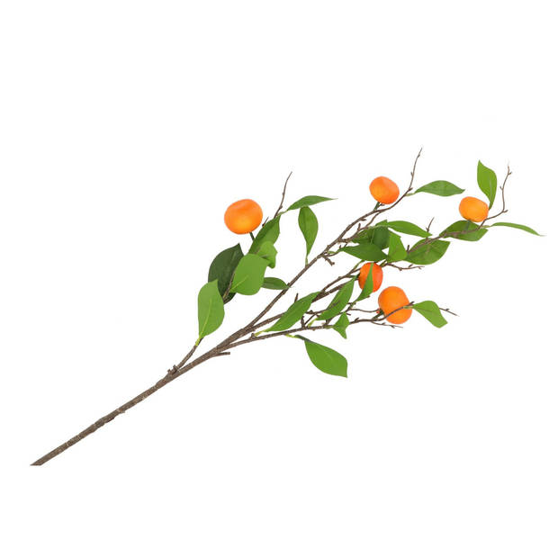 DK Design Kunstbloem citrusfruit tak mandarijn/clementine - 80 cm - oranje - kunst zijdebloemen - Kunstbloemen