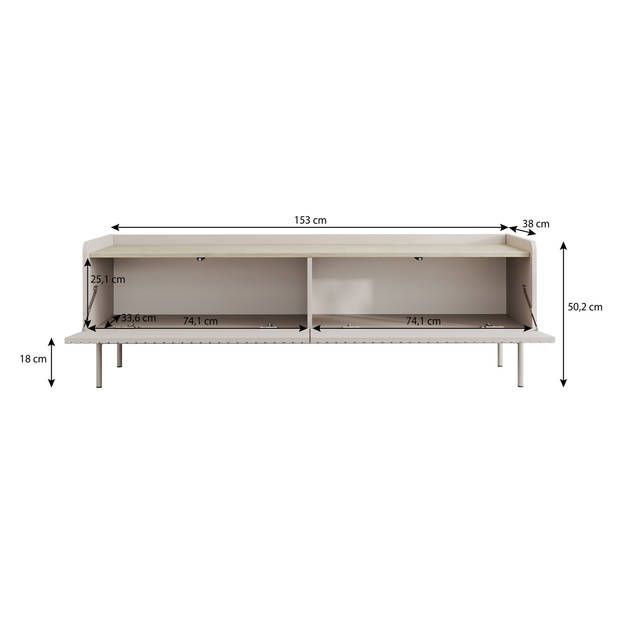 Meubella TV-Meubel Livako - Beige - 153 cm