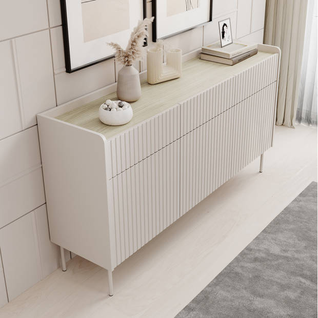 Meubella Dressoir Livako - Beige - 153 cm