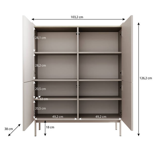 Meubella Dressoir Livako - Beige - 103 cm