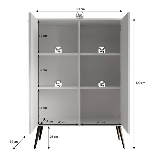 Meubella Dressoir Zakari 2 - Zwart - 103 cm