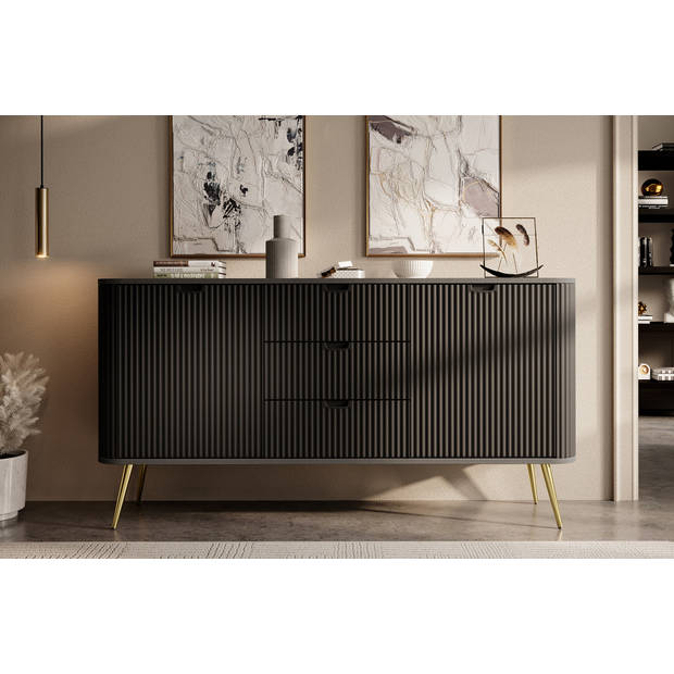 Meubella Dressoir Zakari 2 - Zwart - 168 cm