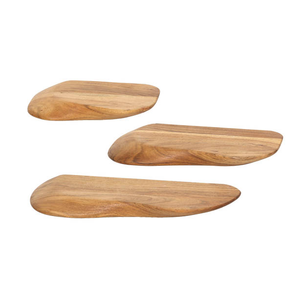 Hoyz Collection - Wandschap Organic 60cm - Massief Acacia Naturel - Set van 3