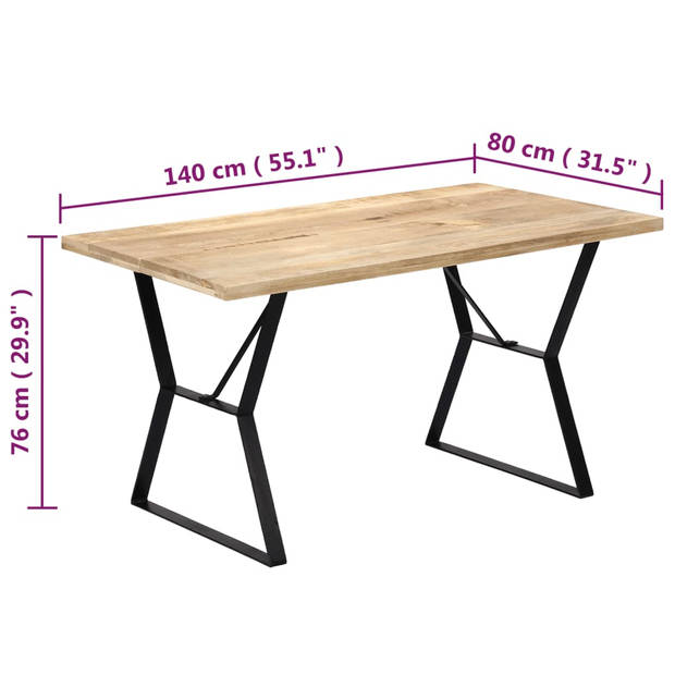 vidaXL Eettafel 140x80x76 cm massief mangohout