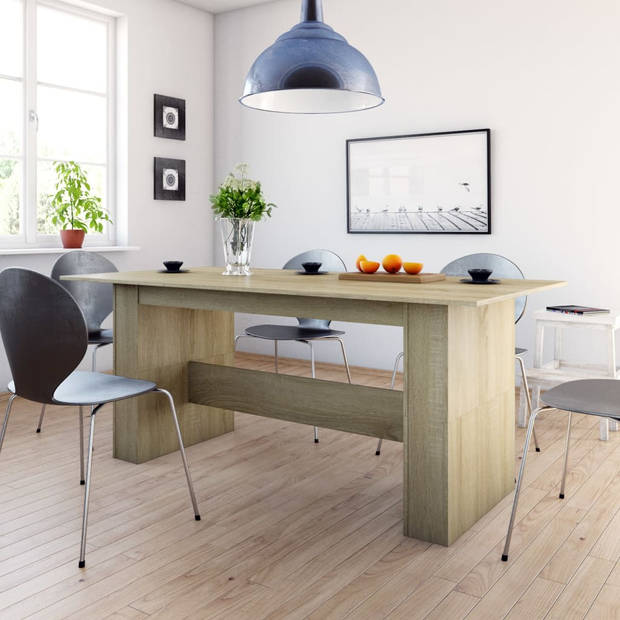 vidaXL Eettafel 180x90x76 cm bewerkt hout sonoma eikenkleurig