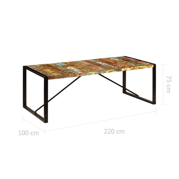 vidaXL Eettafel 220x100x75 cm massief gerecycled hout