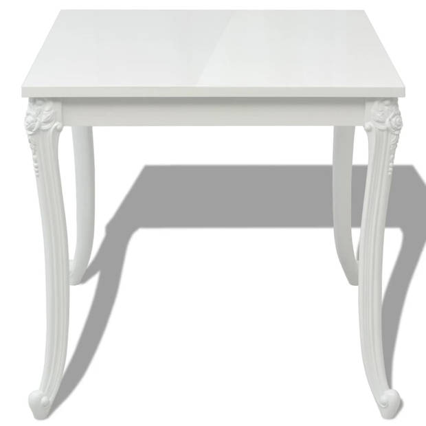 vidaXL Eettafel 80 x 80 x 76 cm hoogglans wit