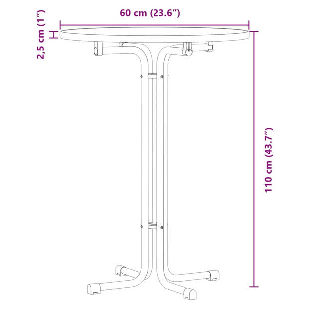 vidaXL Eettafel Ø 60x110 cm bewerkt hout en staal zwart