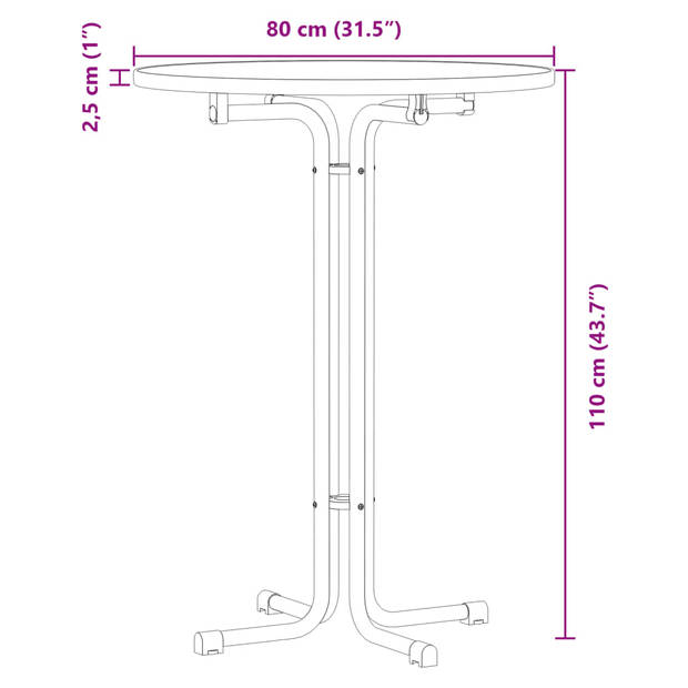 vidaXL Eettafel Ø 80x110 cm bewerkt hout en staal zwart