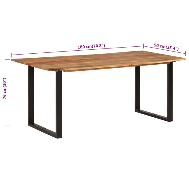 vidaXL Eettafel 180x90x76 cm massief acaciahout