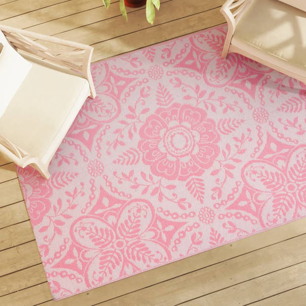 vidaXL Buitenkleed 140x200 cm polypropeen roze